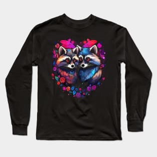 Raccoon Couple Valentine Long Sleeve T-Shirt